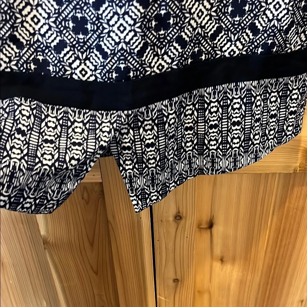 J. Crew Navy and White Geometric Blouse